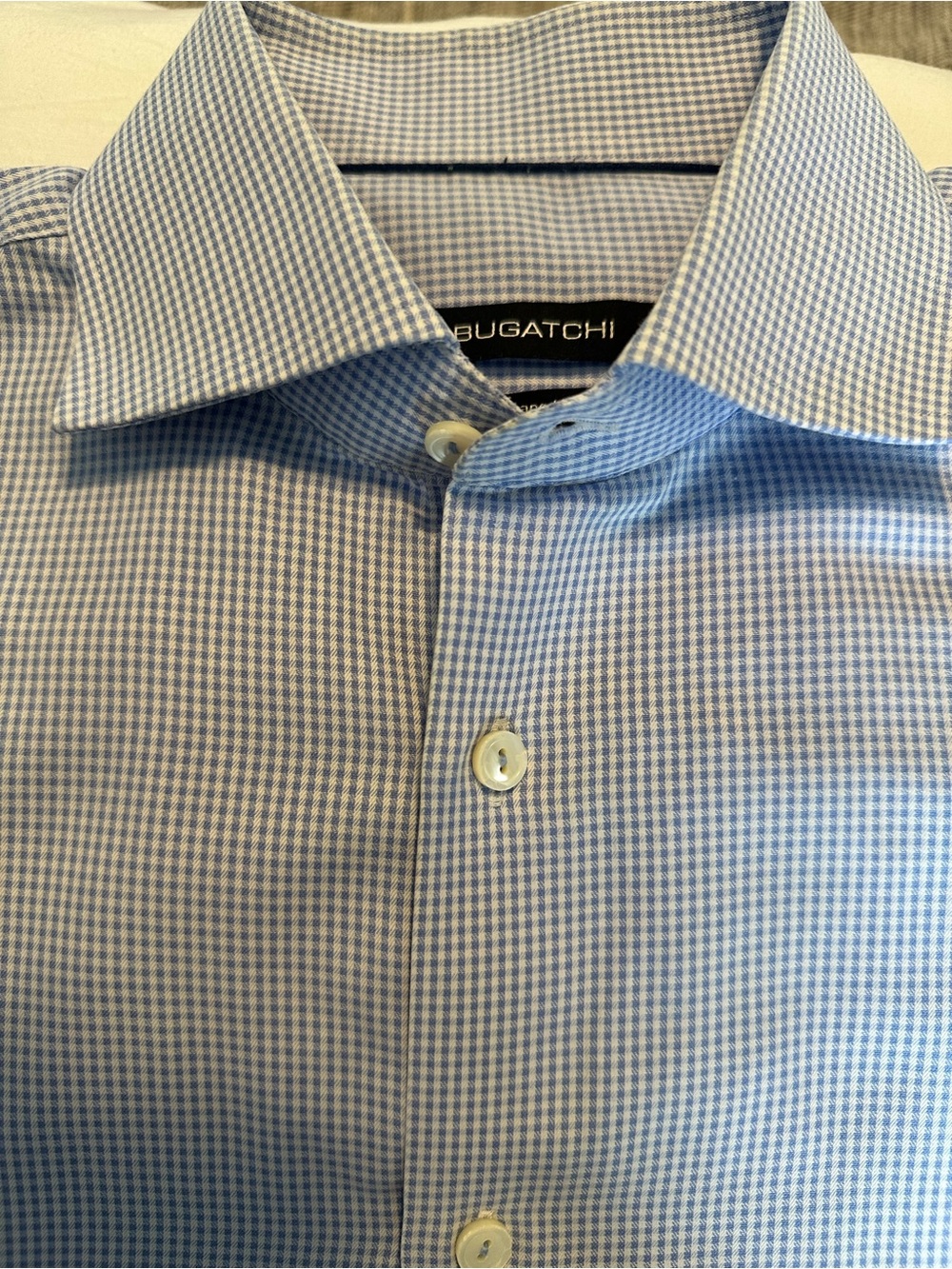 Bugatchi Blue & White Micro-Check Dress Shirt